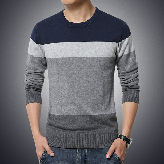 Korean striped color-block sweater